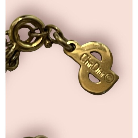 DIOR 80s Germany Faux Pearl  Necklace Gold Tone Rhinestone Made in Germany GIFT - Picture 4 of 6